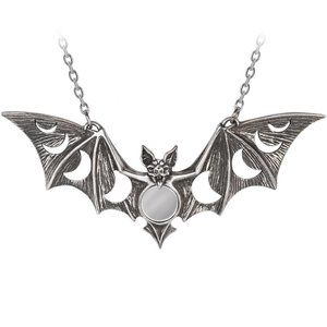 Alchemy Gothic Lunaeca Bat Moon Mirror Crescent Moons Pendant NEW